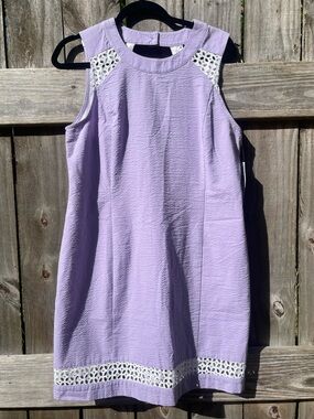 Lauren James Lavender A-Line Eyelet Trim Dress